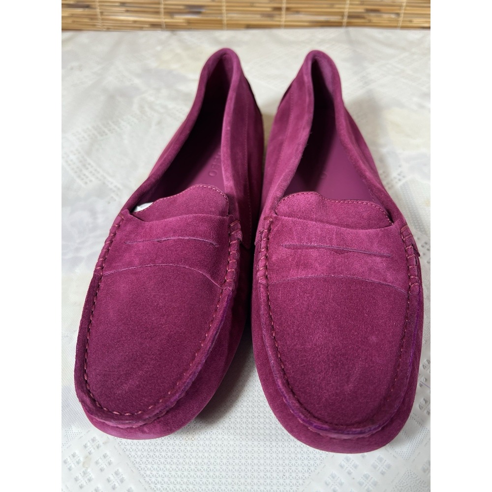 SCAROSSO ASHLEY Dark Pink Suede Driving Loafer Italian Italy US 9.5 Eu 40 $330
